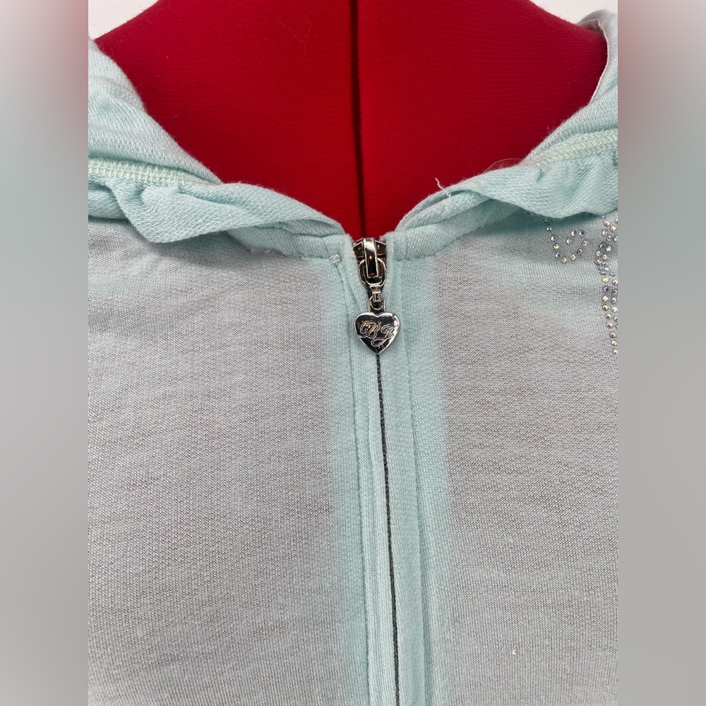 Betsey Johnson Baby Blue Hooded Bridal Romper With Bedazzles “MRS” - Picture 6 of 16